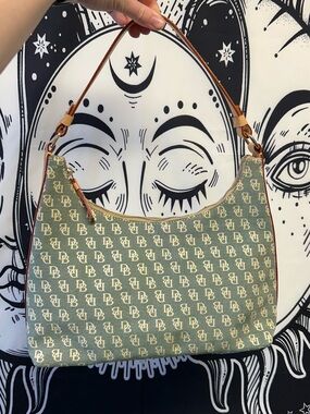 Dooney & Bourke Monogram Shoulder Bag in Sage Green and Tan